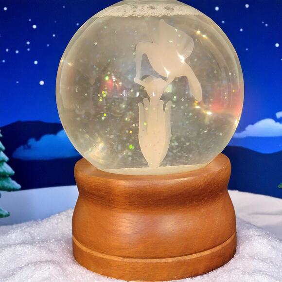 Etched Glass Hummingbird Globe 5.5" Clear Nature Scene on Wood Base - Picture 1 of 10
